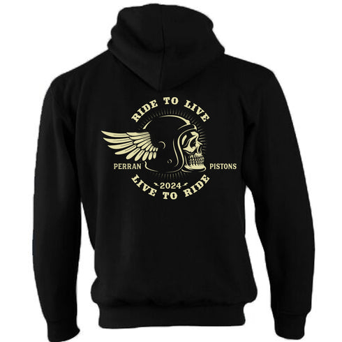 Perran Pistons Biker Hoody Hoodie Classic Bike Custom Chopper Vintage Flying Hemet